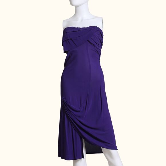 YIGAL Azrouël Violet Purple Strapless Knee Length Dress - Picture 1 of 6